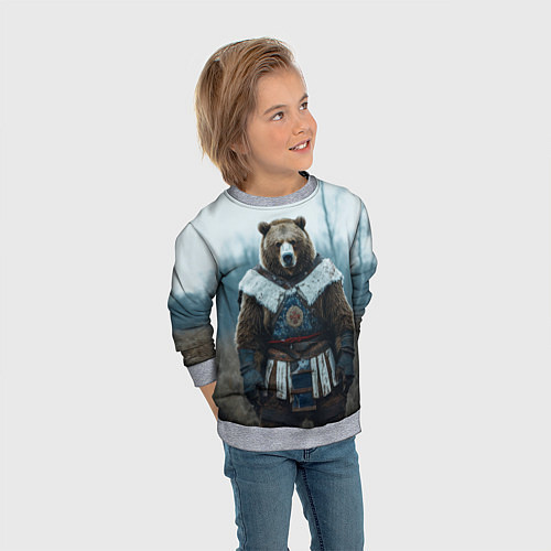 Детский свитшот Воин русский медведь / 3D-Меланж – фото 3