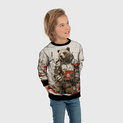 Свитшот детский Русский медведь в пустом поле, цвет: 3D-черный — фото 2