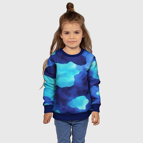 Детский свитшот Камуфляж в синих оттенках / 3D-Синий – фото 4