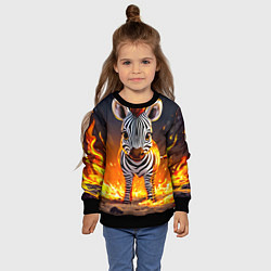 Свитшот детский Зебренок в огне, цвет: 3D-черный — фото 2