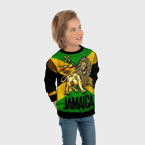 Детский свитшот Jamaica lion flag / 3D-Черный – фото 3