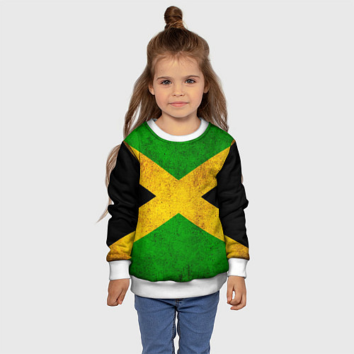 Детский свитшот Jamaica flag / 3D-Белый – фото 4