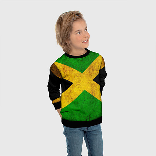 Детский свитшот Jamaica flag / 3D-Черный – фото 3