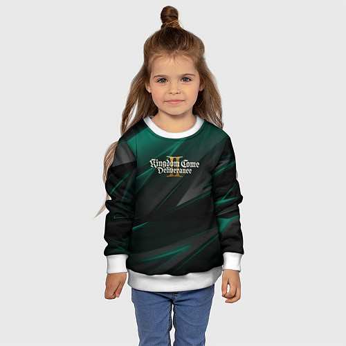 Детский свитшот Kingdom Come Deliverance 2 green black / 3D-Белый – фото 4