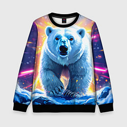 Свитшот детский Белый медведь идет по льдине, цвет: 3D-черный