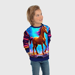 Свитшот детский Лошадь в ярких лучах, цвет: 3D-синий — фото 2