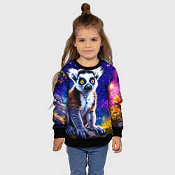 Свитшот детский Лемур и звездная ночь, цвет: 3D-черный — фото 2