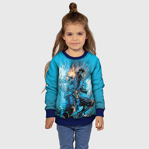 Детский свитшот Mortal Kombat - Sub-Zero / 3D-Синий – фото 4