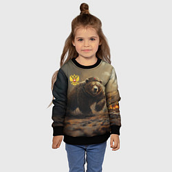 Свитшот детский Русский бурый медведь, цвет: 3D-черный — фото 2