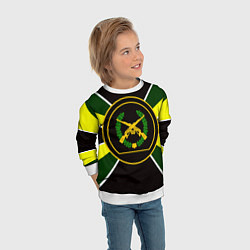 Свитшот детский Мотострелковые войска: шеврон без текста, цвет: 3D-белый — фото 2