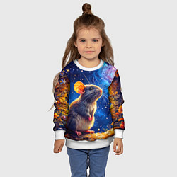 Свитшот детский Крыса и космическое небо, цвет: 3D-белый — фото 2