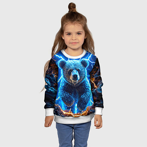 Детский свитшот Медведь и молния / 3D-Белый – фото 4