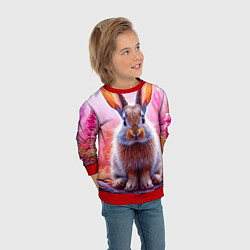 Свитшот детский Зайчик в розовом, цвет: 3D-красный — фото 2
