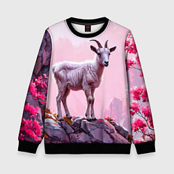 Свитшот детский Козлик в розовом свете, цвет: 3D-черный