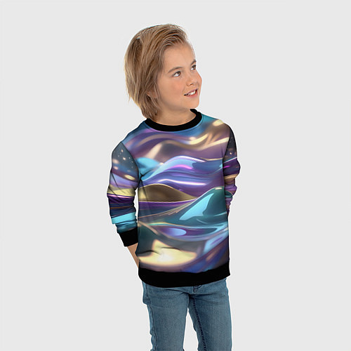 Детский свитшот Космические мягкие волны / 3D-Черный – фото 3