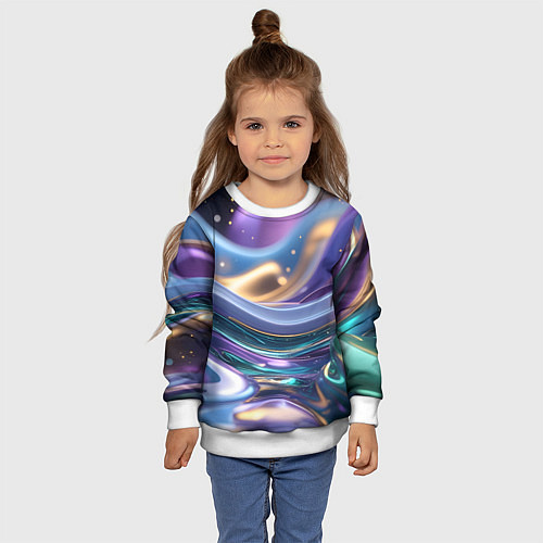 Детский свитшот Космическая краска / 3D-Белый – фото 4