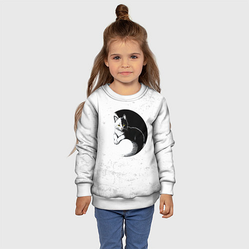 Детский свитшот Кот инь ян / 3D-Белый – фото 4