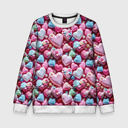 Свитшот детский Карамельные сердечки, цвет: 3D-белый
