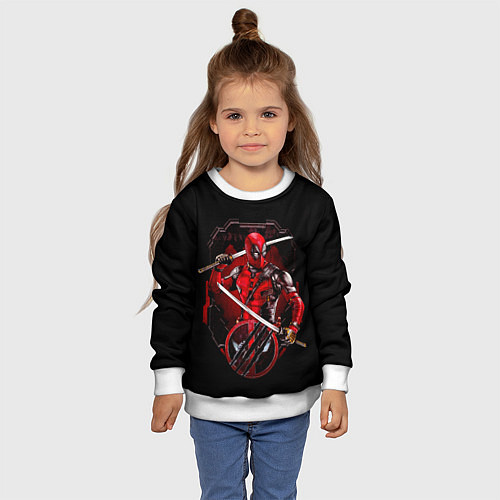 Детский свитшот Дэдпул с катанами / 3D-Белый – фото 4