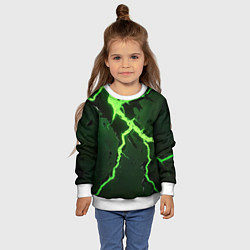 Свитшот детский Зеленая неоновая молния, цвет: 3D-белый — фото 2