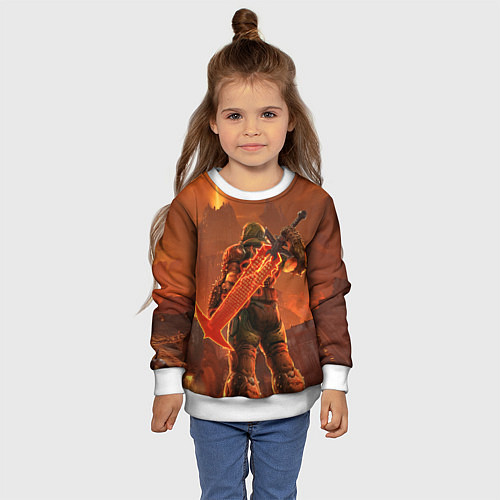 Детский свитшот Палач рока и башня Doom / 3D-Белый – фото 4