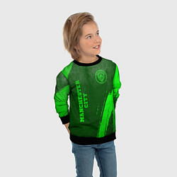 Свитшот детский Manchester City - green gradient вертикально, цвет: 3D-черный — фото 2