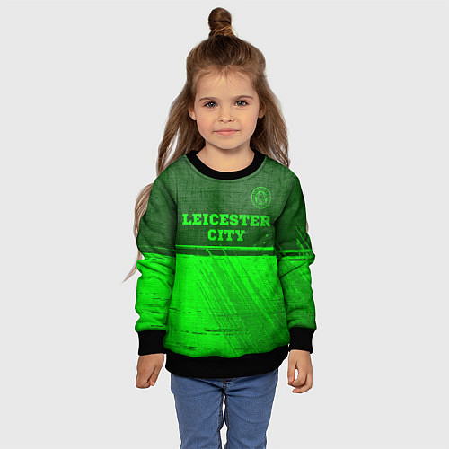 Детский свитшот Leicester City - green gradient посередине / 3D-Черный – фото 4