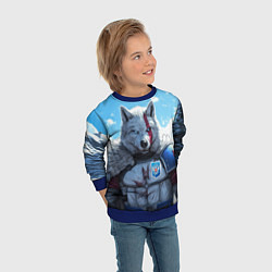 Свитшот детский Волк русский, цвет: 3D-синий — фото 2