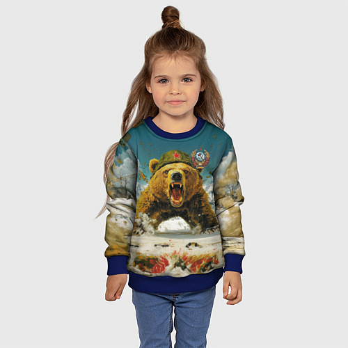 Детский свитшот Советский могучий медведь / 3D-Синий – фото 4