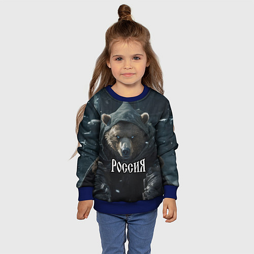 Детский свитшот Медведь берсерк русских просторов / 3D-Синий – фото 4
