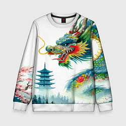 Детский свитшот Japanese watercolor dragon - art