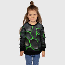 Свитшот детский Черная потертая текстура на зеленом фоне, цвет: 3D-черный — фото 2