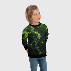 Свитшот детский Зеленые волокна - текстура, цвет: 3D-черный — фото 2