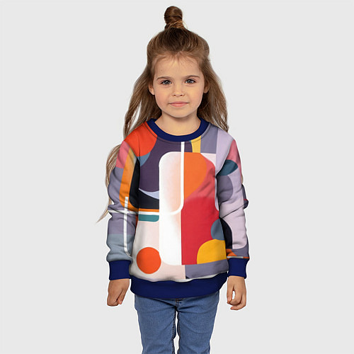 Детский свитшот Абстракция из фигур и линий / 3D-Синий – фото 4