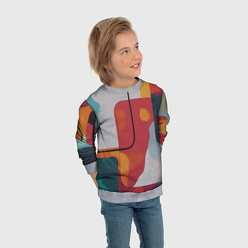 Детский свитшот Абстракция с прямоугольниками / 3D-Меланж – фото 3