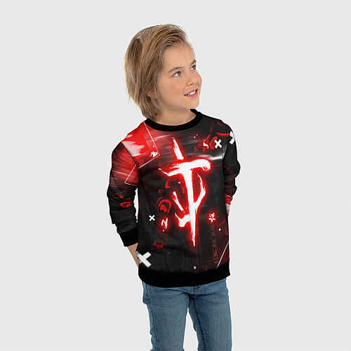 Детский свитшот Doom - неоновый / 3D-Черный – фото 3