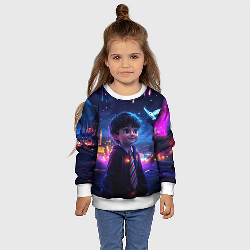 Детский свитшот Гарри Поттер и волшебное небо / 3D-Белый – фото 4