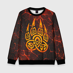 Детский свитшот Символ волчья лапа в огненной стихии