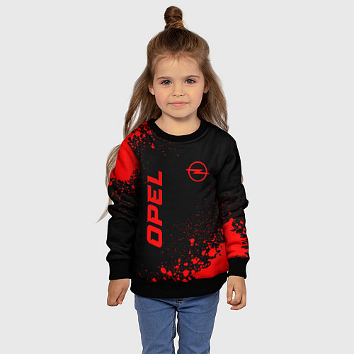 Детский свитшот Opel - red gradient вертикально / 3D-Черный – фото 4