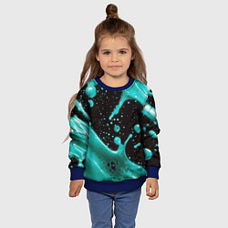 Свитшот детский Голубая краска и капли, цвет: 3D-синий — фото 2