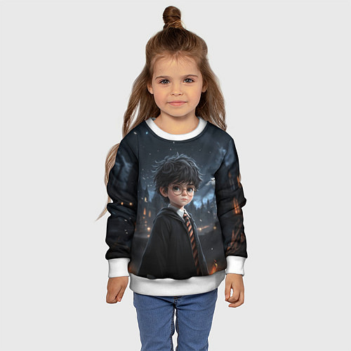 Детский свитшот Серьезный Гарри Поттер / 3D-Белый – фото 4