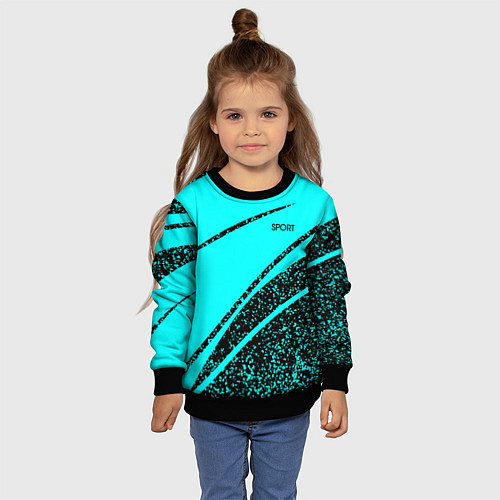 Детский свитшот Sport голубой с чёрным в крапинку / 3D-Черный – фото 4