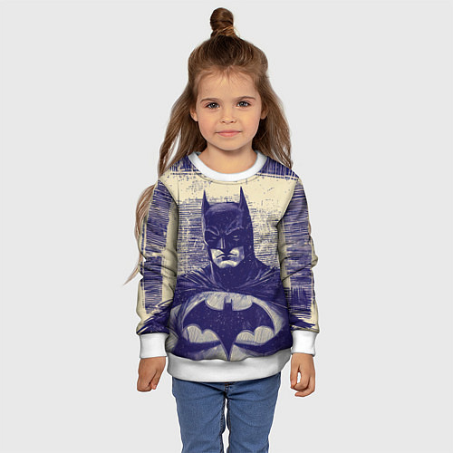 Детский свитшот Бэтмен рисунок карандашом / 3D-Белый – фото 4