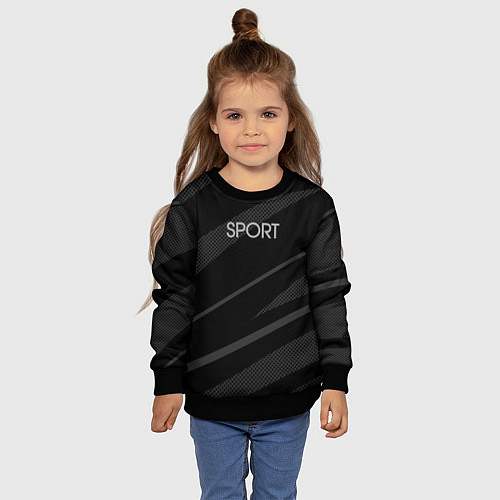 Детский свитшот Sport чёрный с серым абстрактный / 3D-Черный – фото 4