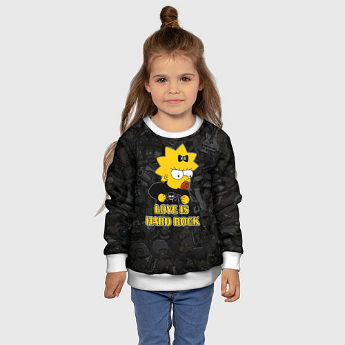 Детский свитшот Мэгги Симпсон love is Hard rock / 3D-Белый – фото 4