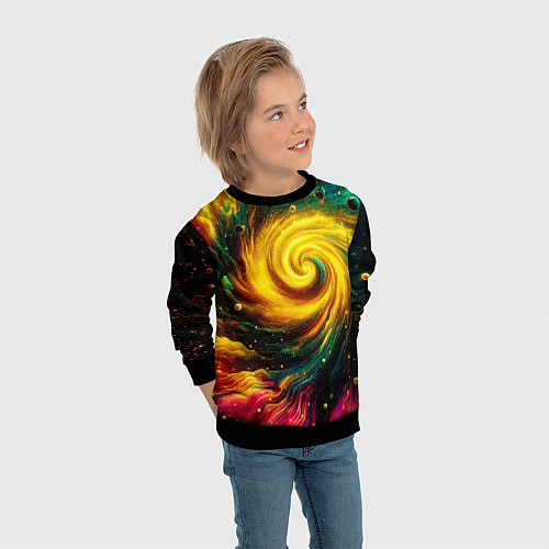 Детский свитшот Neon space - ai art fantasy / 3D-Черный – фото 3