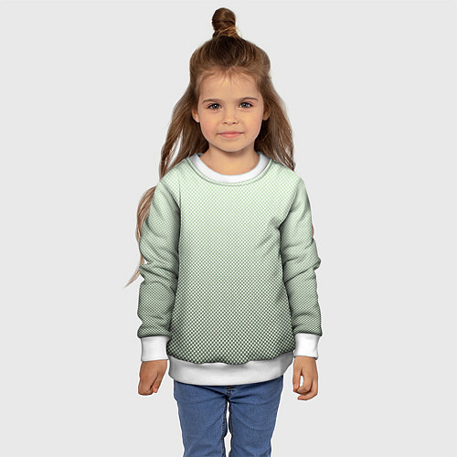 Детский свитшот Бледный зелёный градиент текстура / 3D-Белый – фото 4