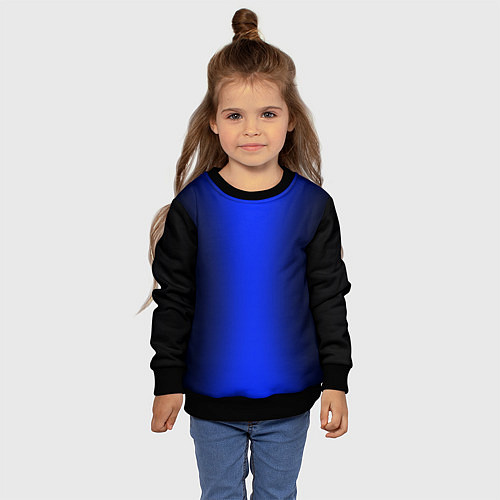 Детский свитшот Чёрно-синий градиент по центру / 3D-Черный – фото 4