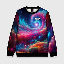 Свитшот детский Неоновая галактическая спираль - нейроарт, цвет: 3D-черный