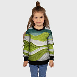 Свитшот детский Лаймовые волны, цвет: 3D-черный — фото 2
